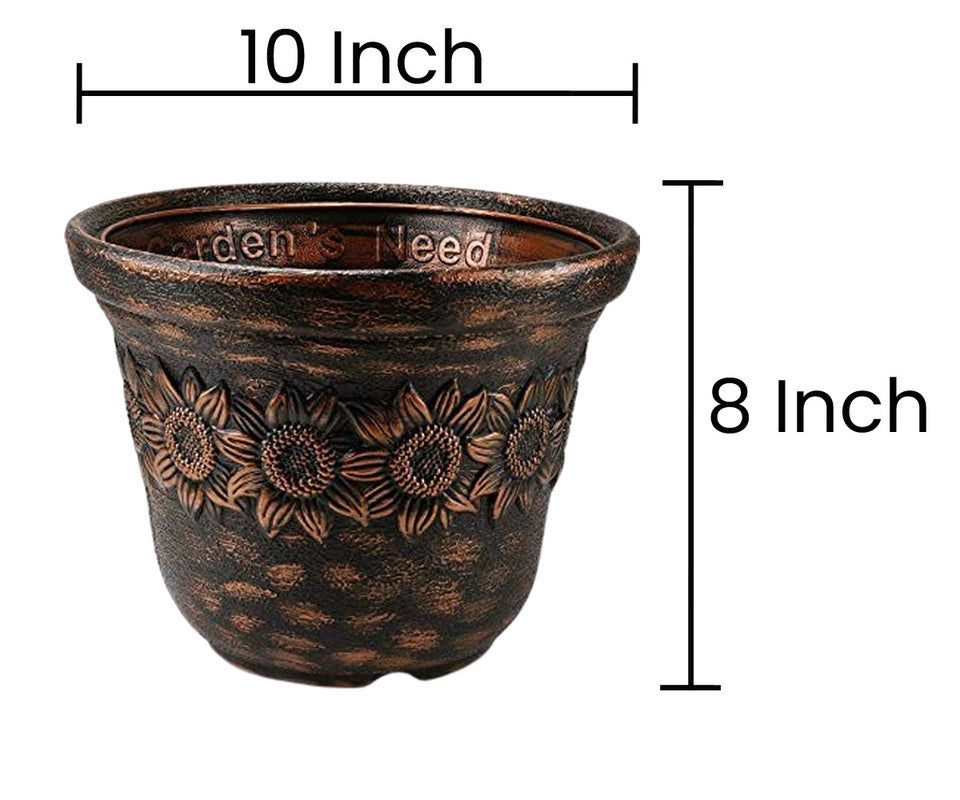 Flora Collection: 10-Inch Unbreakable & Fadeproof Planter | Antique | Set of 4