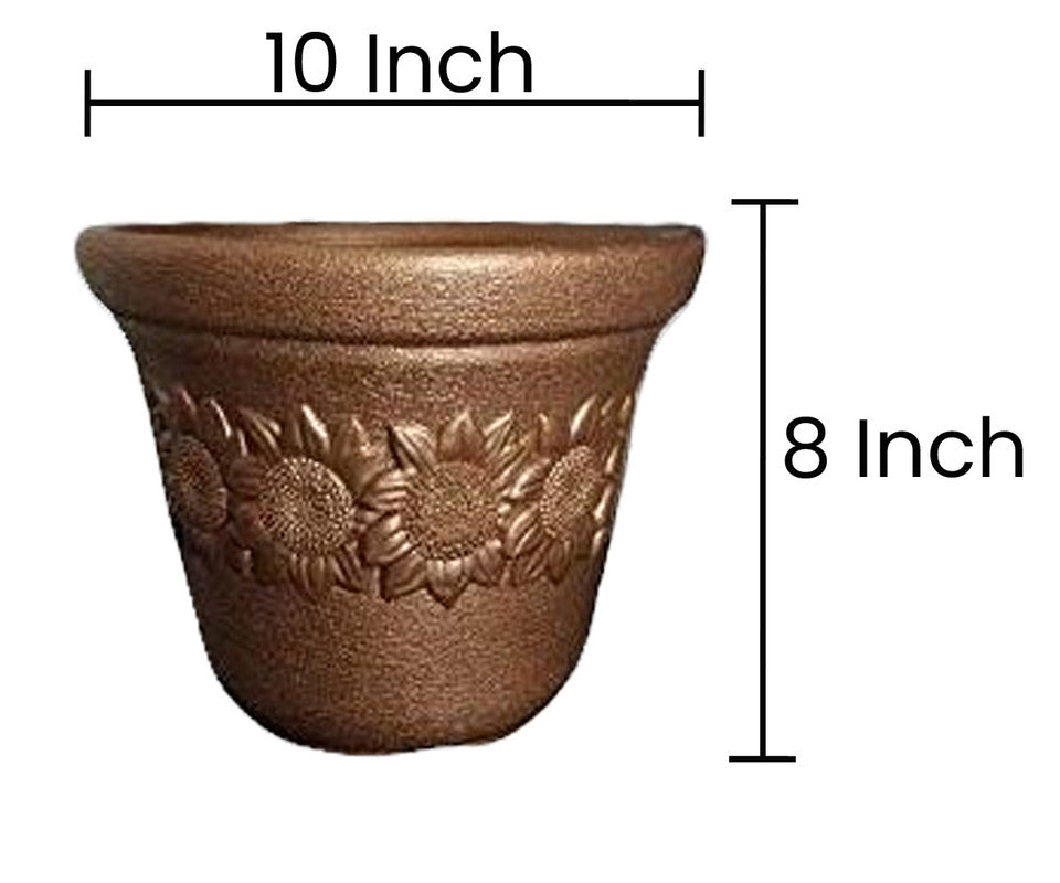 Flora Collection: 10-Inch Unbreakable & Fadeproof Planter | Brown | Set of 4