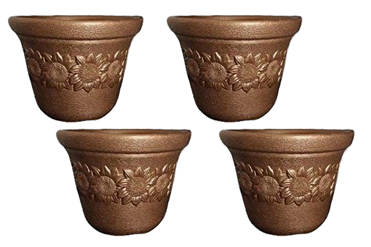 Flora Collection: 10-Inch Unbreakable & Fadeproof Planter | Brown | Set of 4