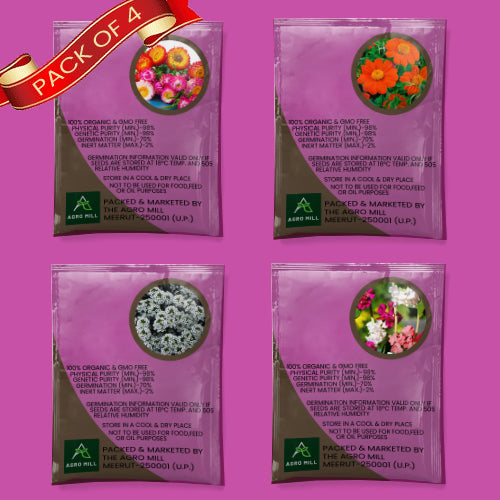 Flower Seeds Combo | Alyssum | Helichrysum | Tithonia | Clarkia | 100% Organic | Non Gmo