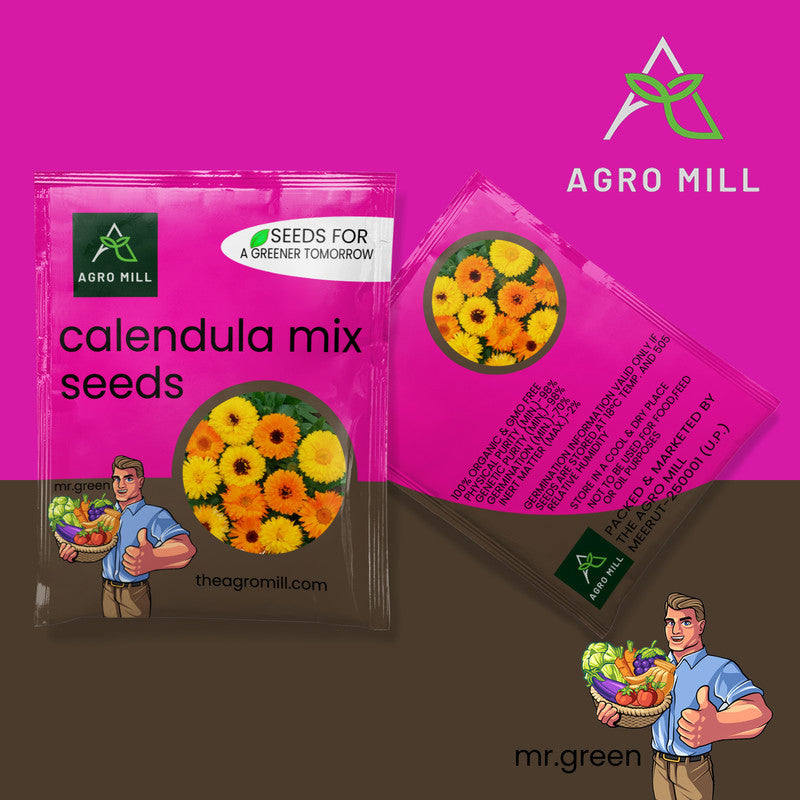 Flower Seeds Combo | CALENDULA MIX | HOLLYHOCK MIX | VERBENA MIX | DAHLIA MIX | 100% Organic | Non Gmo