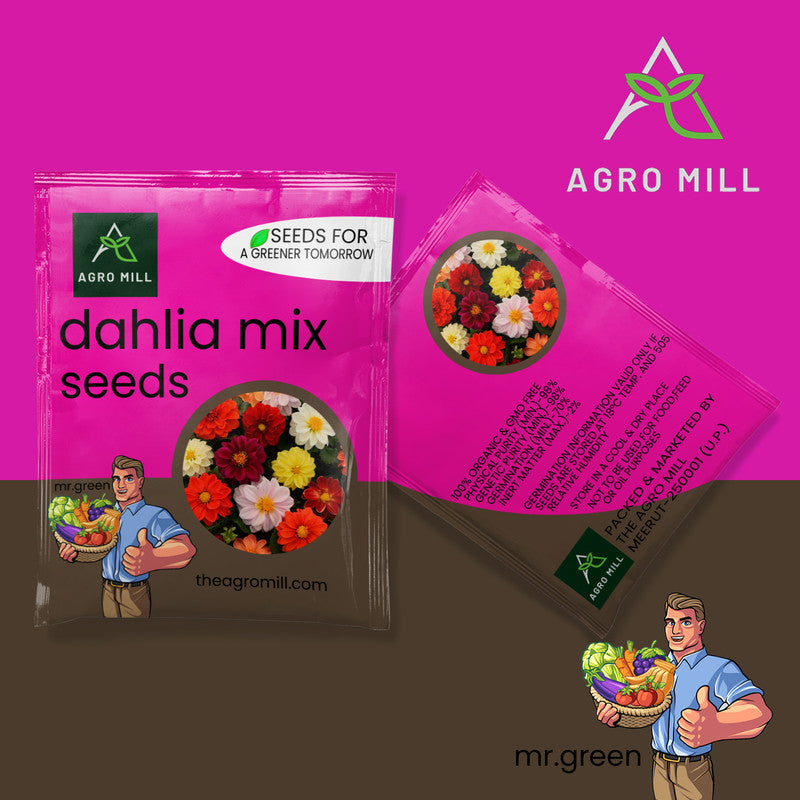 Flower Seeds Combo | CALENDULA MIX | HOLLYHOCK MIX | VERBENA MIX | DAHLIA MIX | 100% Organic | Non Gmo