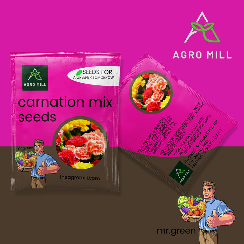 Flower Seeds Combo | CARNATION MIX | PANSY MIX | WALL FLOWER MIX | STOCK MIX |100% Organic | Non Gmo