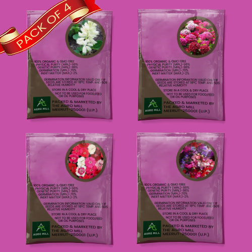 Flower Seeds Combo |SWEET WILLIAM | SALVIA WHITE | DIANTHUS MIX | SWEET PEA |100% Organic | Non Gmo