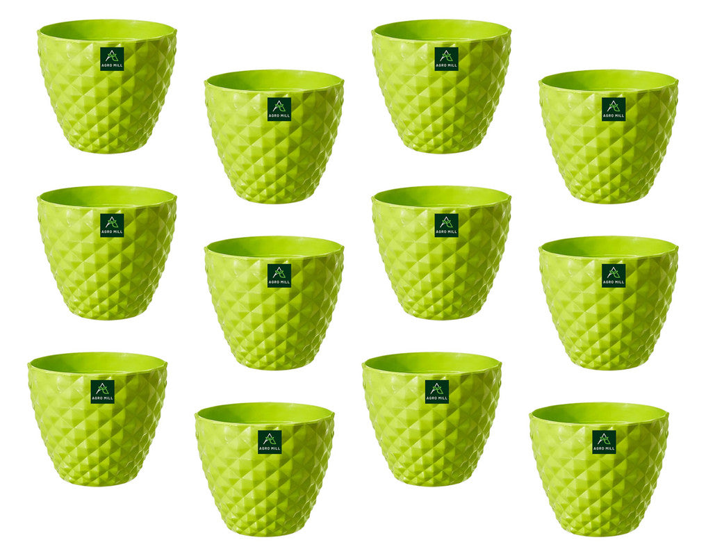 Diamond Collection Planters | 4 Inch | 12 PC Set | Green