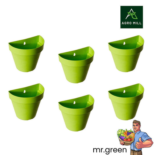 Wall-Mount Pots | 18cm | Set Of 6 | Grren