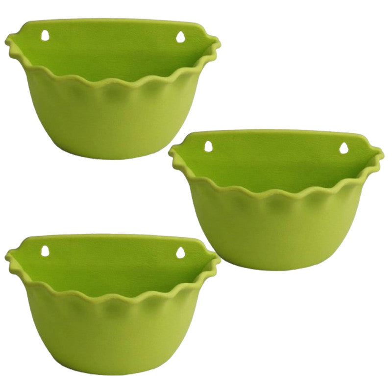 12 Inches Wall Mount Pots Set Of 3 | Green