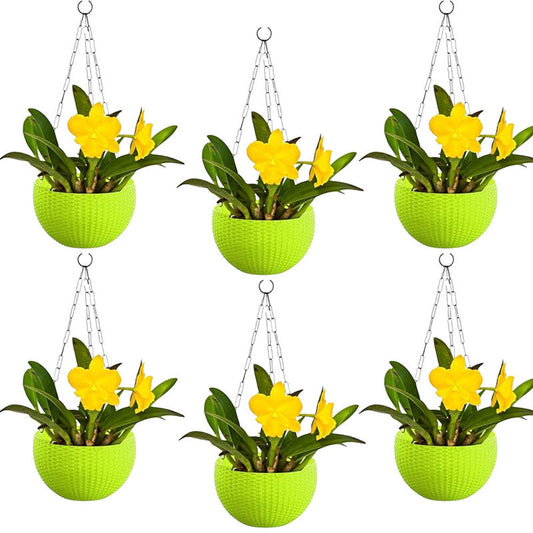 Hanging Basket Pots | 15cm | Set Of 6 | Green