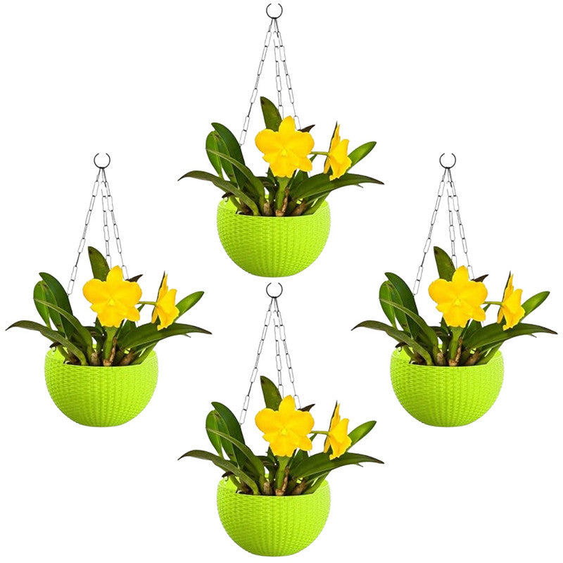 Hanging Basket Pots | 21cm | Set Of 4 | Green