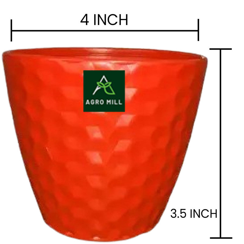 Diamond Collection Planters | 4 Inch | 12 PC Set | Orange