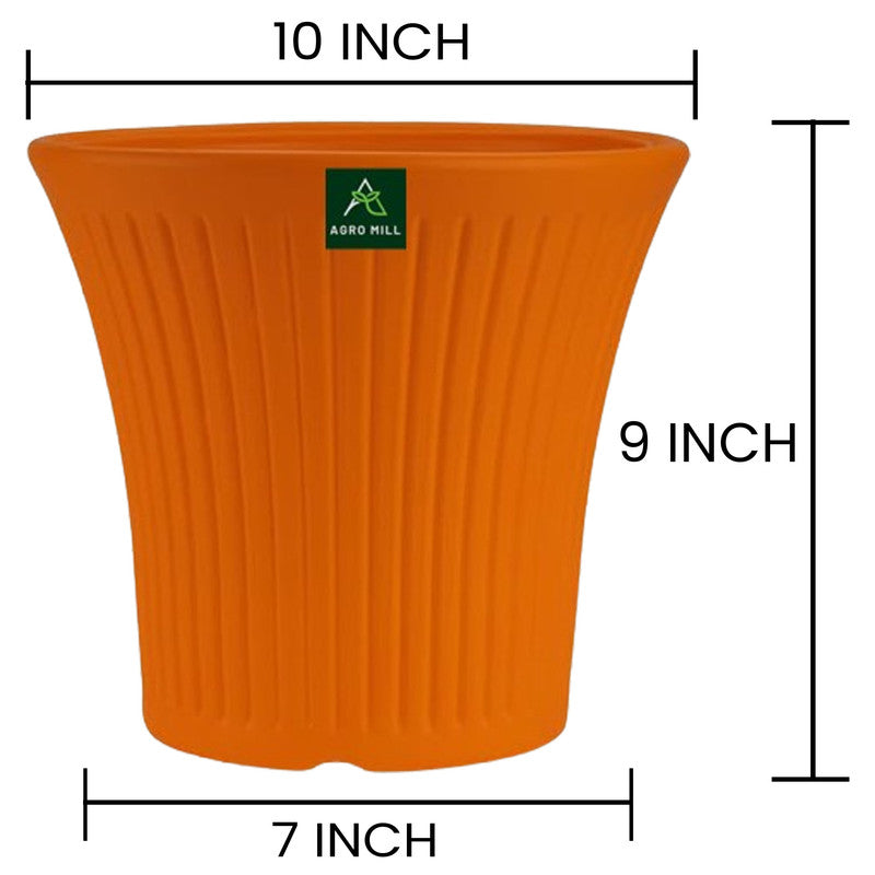 Fancy Planter Set: 10-Inch Unbreakable & Fadeproof | Orange | Set of 5