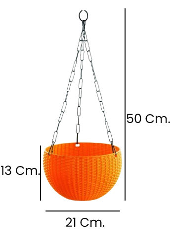 Hanging Basket Pots | 21cm | Set Of 4 | Orange