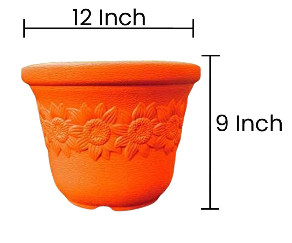 Flora Collection: 12-Inch Unbreakable & Fadeproof Planter |Orange | Set of 3