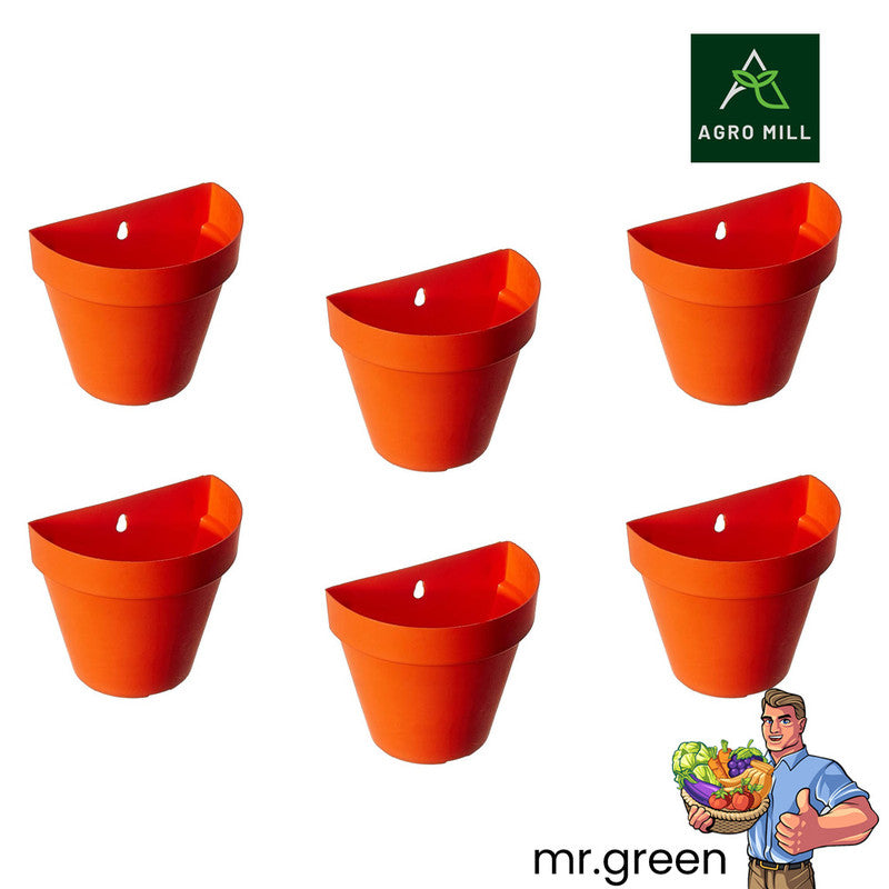 Wall-Mount Pots | 18cm | Set Of 6 | Orange