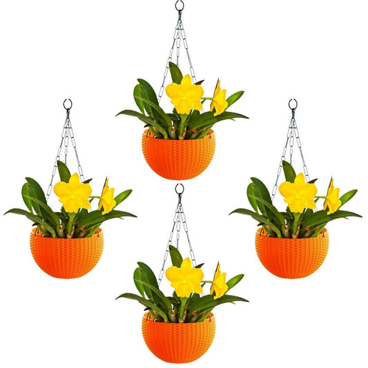 Hanging Basket Pots | 21cm | Set Of 4 | Orange