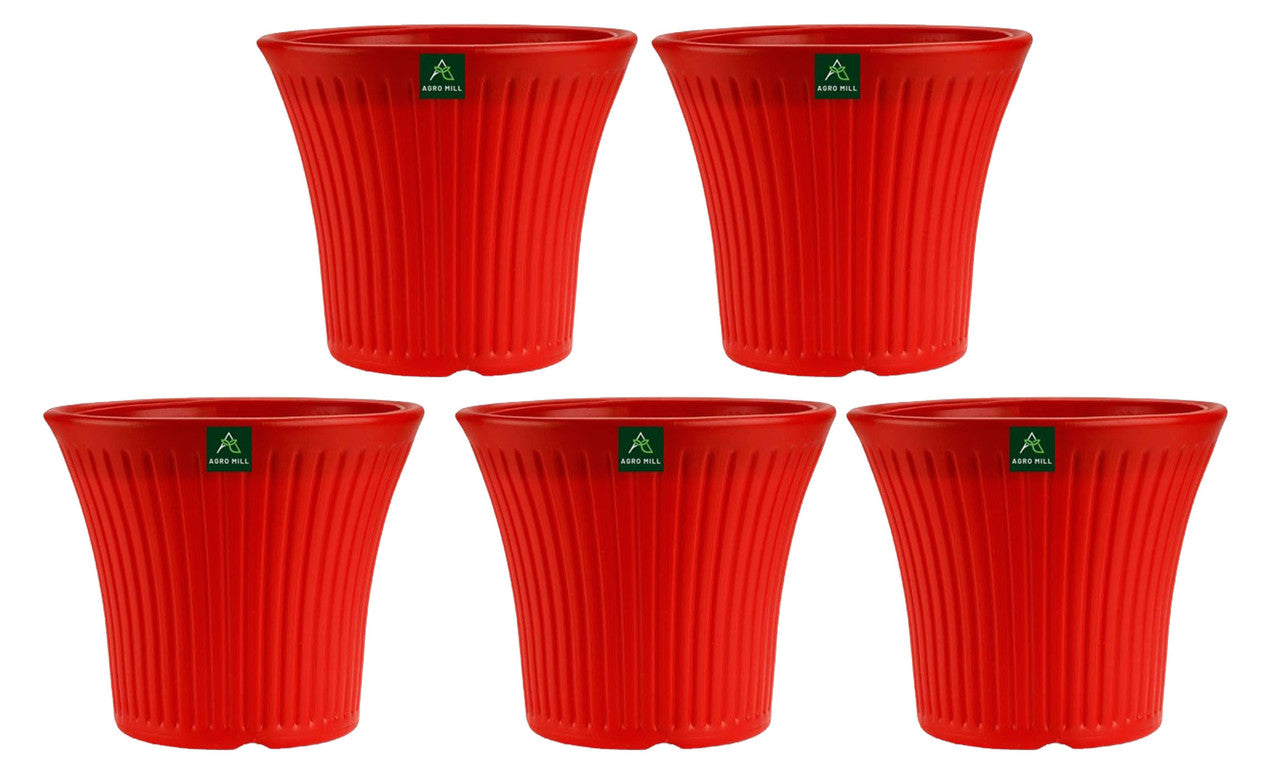 Fancy Planter Set: 10-Inch Unbreakable & Fadeproof | Red | Set of 5