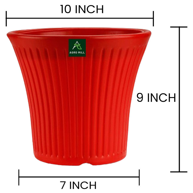 Fancy Planter Set: 10-Inch Unbreakable & Fadeproof | Red | Set of 5