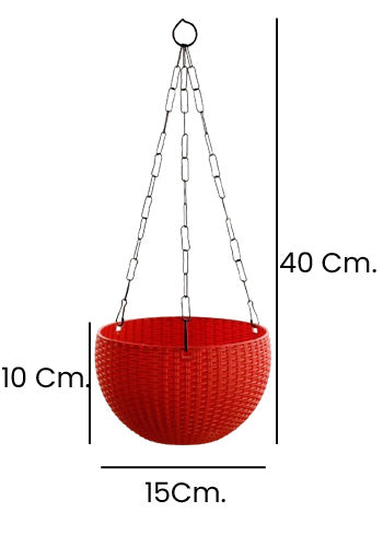 Hanging Basket Pots | 15cm | Set Of 6 | Red