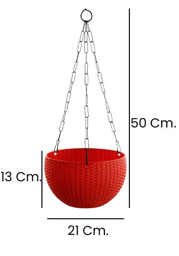 Hanging Basket Pots | 21cm | Set Of 4 | Red