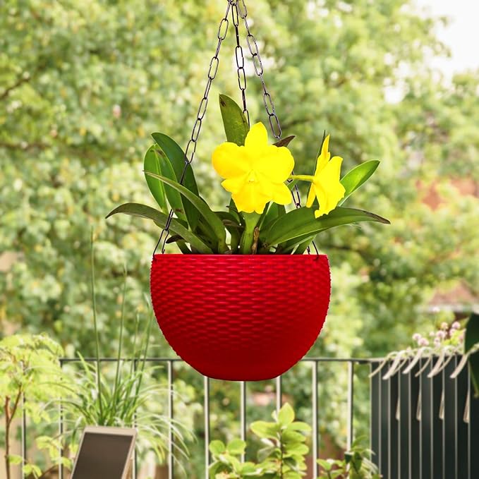 Hanging Basket Pots | 21cm | Set Of 4 | Red