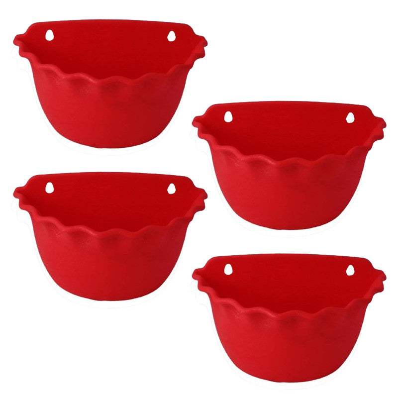 9 Inches Wall Mount Pots Set Of 4 | Red