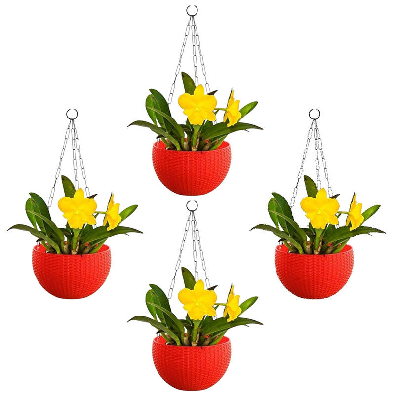 Hanging Basket Pots | 21cm | Set Of 4 | Red