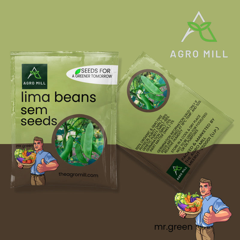 Lima Beans | Sem Phali | Vegetable Seeds for Home Garden | Farming | Open Pollinated | 100% Organic | Non Gmo | 10 GM.