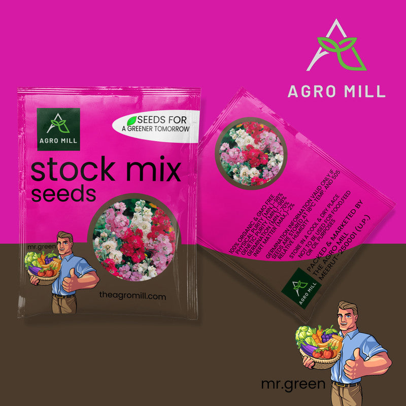 Stock Mix | Stok Phool | Flower Seeds for Home Garden | Open Pollinated | 100% Organic | Non Gmo | 140-150 SEEDS