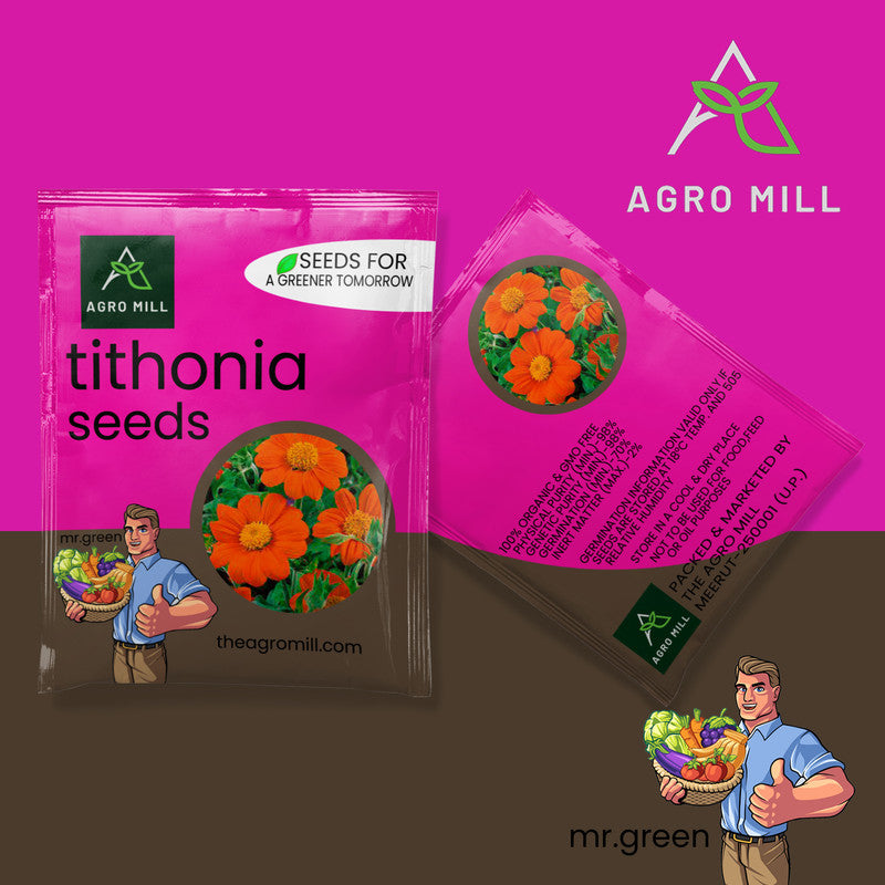 Tithonia | Flower Seeds for Home Garden | Open Pollinated | 100% Organic | Non Gmo | 80-100 SEEDS