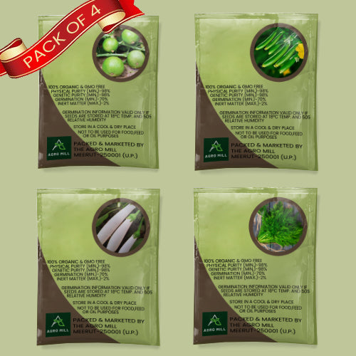 Vegetable Seeds Combo | Soya | White Brinjal Long | Sponge Gourd | Apple Gourd | 100% Organic | Non Gmo