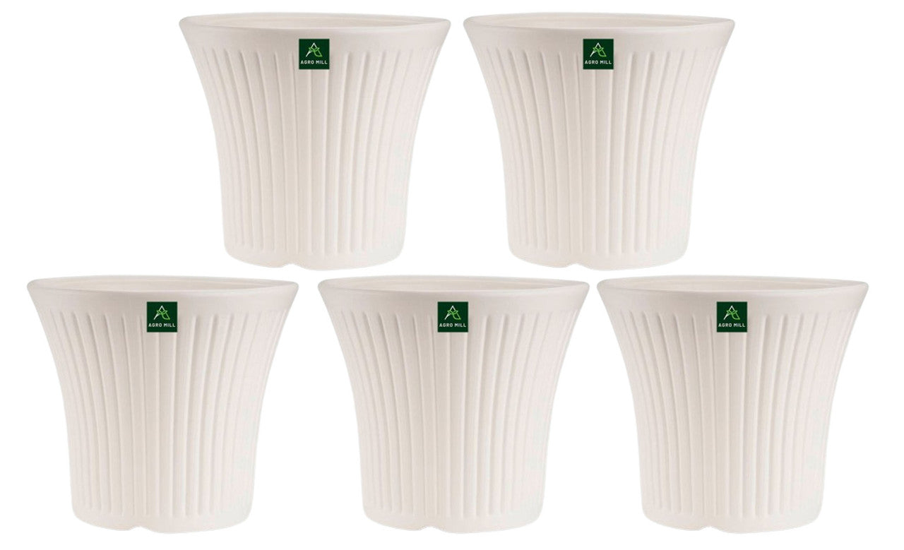 Fancy Planter Set: 10-Inch Unbreakable & Fadeproof | White | Set of 5