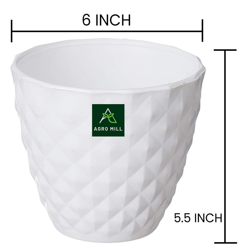 Diamond Collection Planters | 6 Inch | 6 PC Set | White