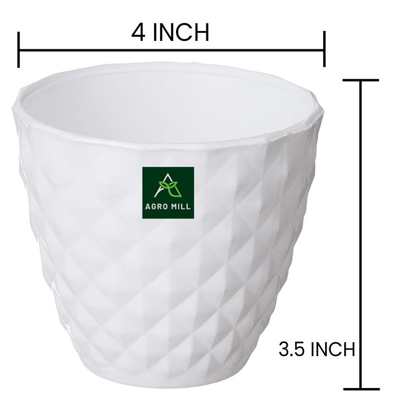 Diamond Collection Planters | 4 Inch | 12 PC Set | White