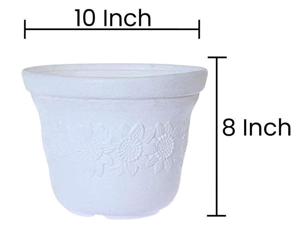 Flora Collection: 10-Inch Unbreakable & Fadeproof Planter | White | Set of 4