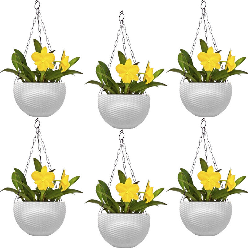 Hanging Basket Pots | 15cm | Set Of 6 | White