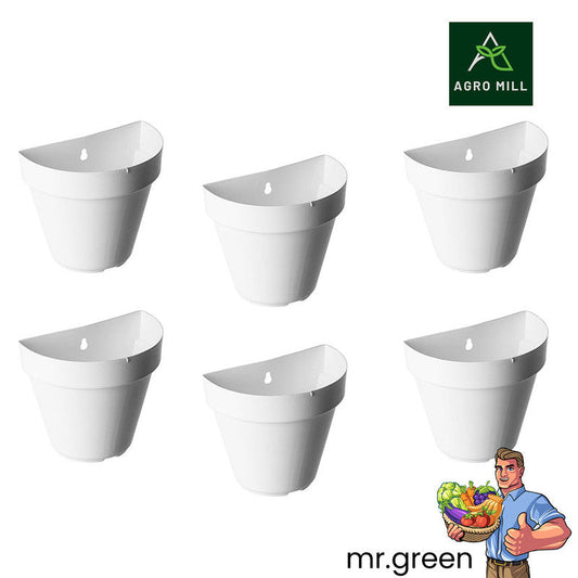 Wall-Mount Pots | 18cm | Set Of 6 | White