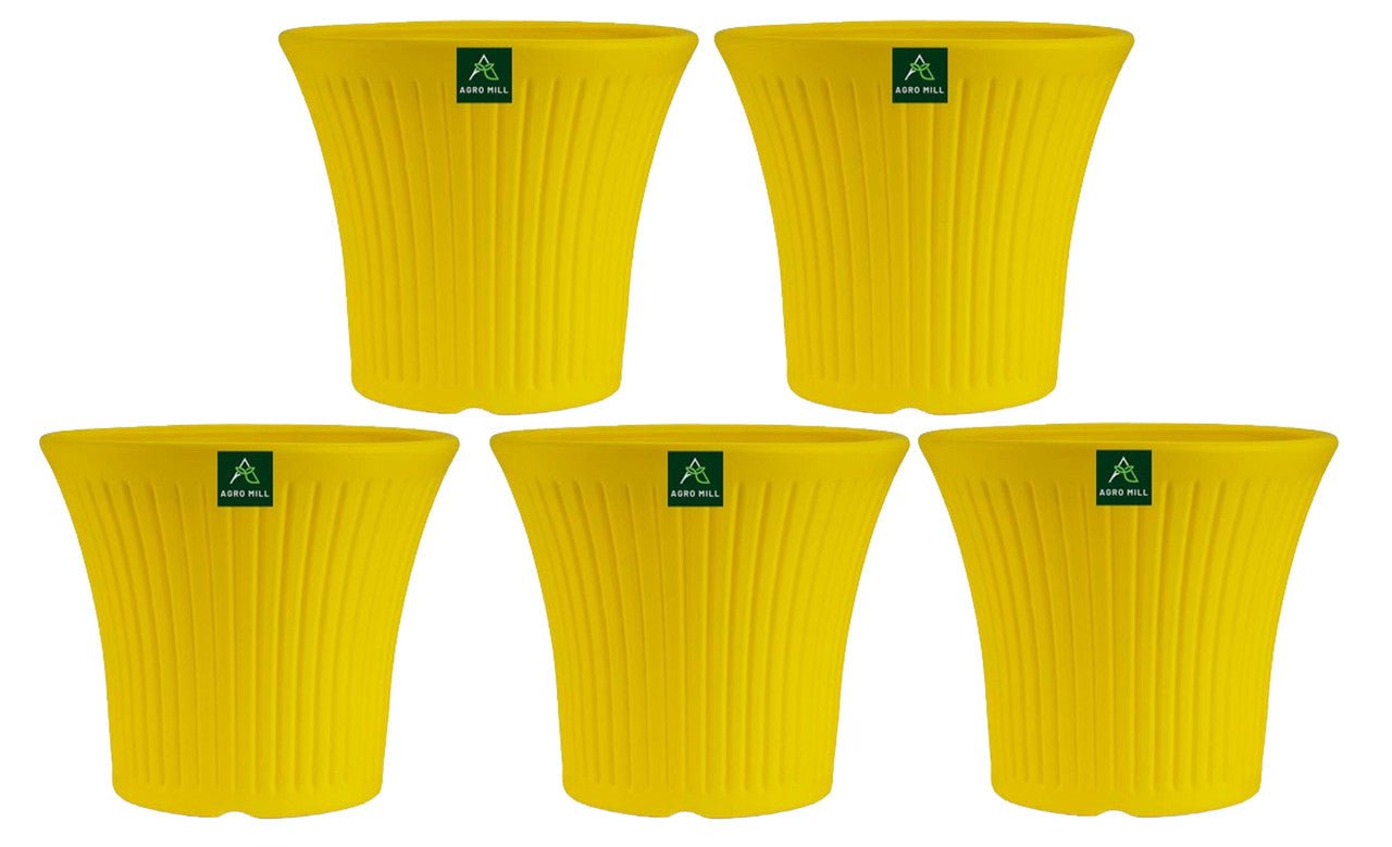 Fancy Planter Set: 10-Inch Unbreakable & Fadeproof | Yellow | Set of 5