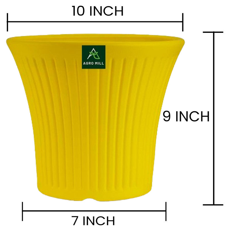 Fancy Planter Set: 10-Inch Unbreakable & Fadeproof | Yellow | Set of 5