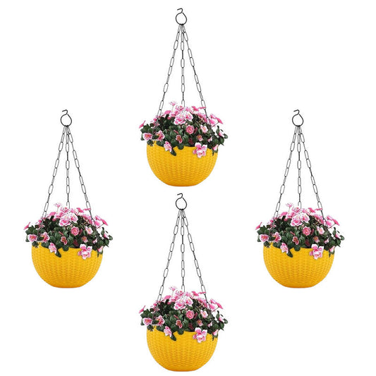 Hanging Basket Pots | 21cm | Set Of 4 | Yellow