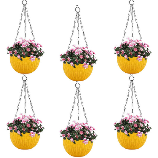 Hanging Basket Pots | 15cm | Set Of 6 | Yellow