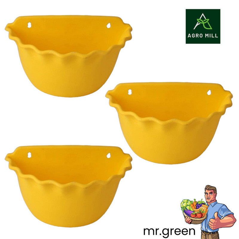 12 Inches Wall Mount Pots Set Of 3 | Yellow